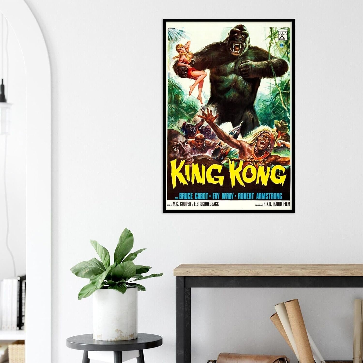 King Kong - 1933 - Brazilian Release Version - Vintage Classic Movie Poster-12 x18 Inches (Black - Framed)