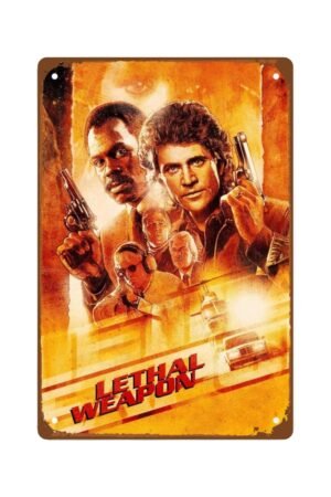 Lethal Weapon Film Metal Wall Tin Sign Action Comedy Film Art Deco Retro Gift Man Cave Decor Vintage Decorations Fight Plot Film 8"x12"