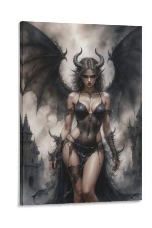 liuxingokgo Demonic Lilith, Dark Fantasy Illustration Poster Canvas Art Poster And Wall Art Picture Print Modern Family Bedroom Decor Posters 12x18inch(30x45cm)