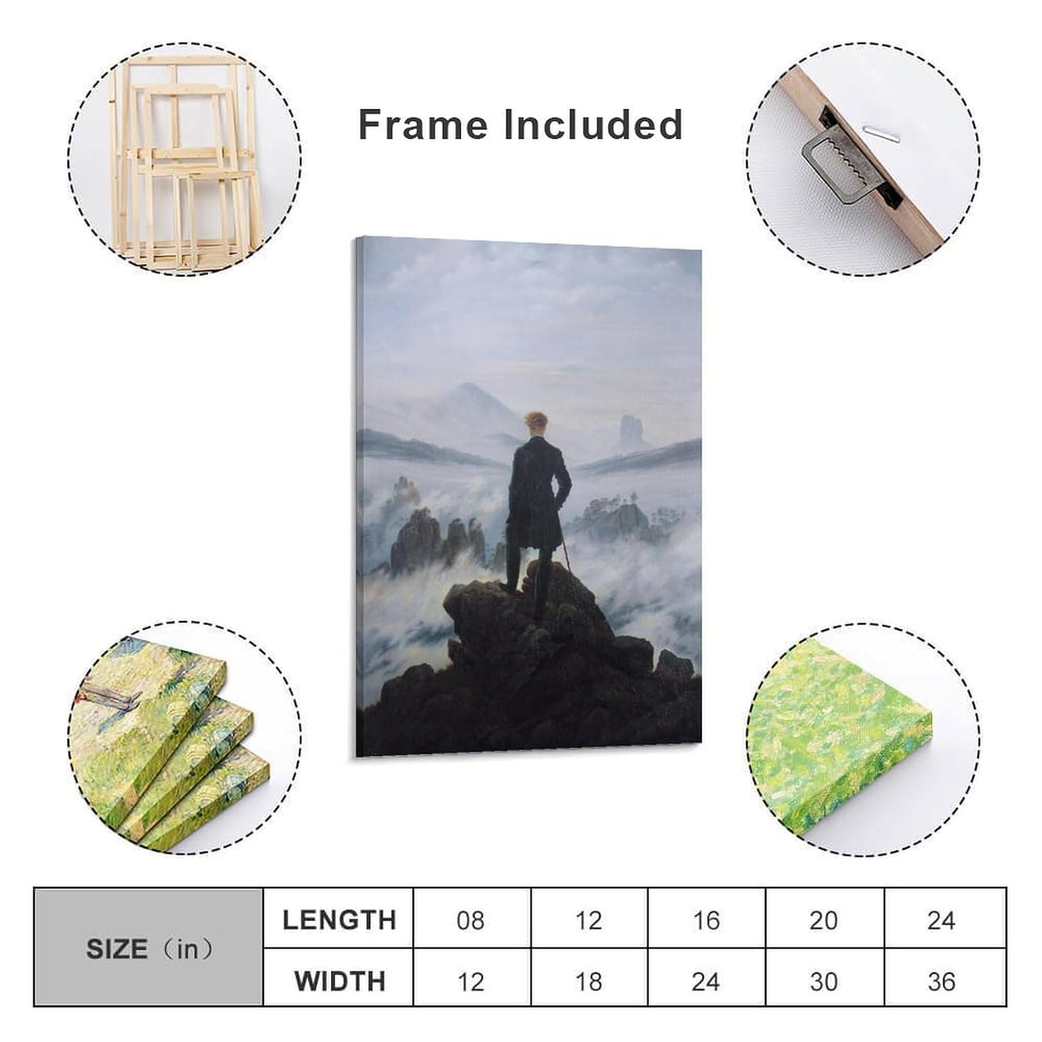 liuxingokgo The Wanderer Above The Sea of Fog Prints Poster Decorative Painting Canvas Wall Art Living Room Posters Bedroom Painting 12x18inch(30x45cm)
