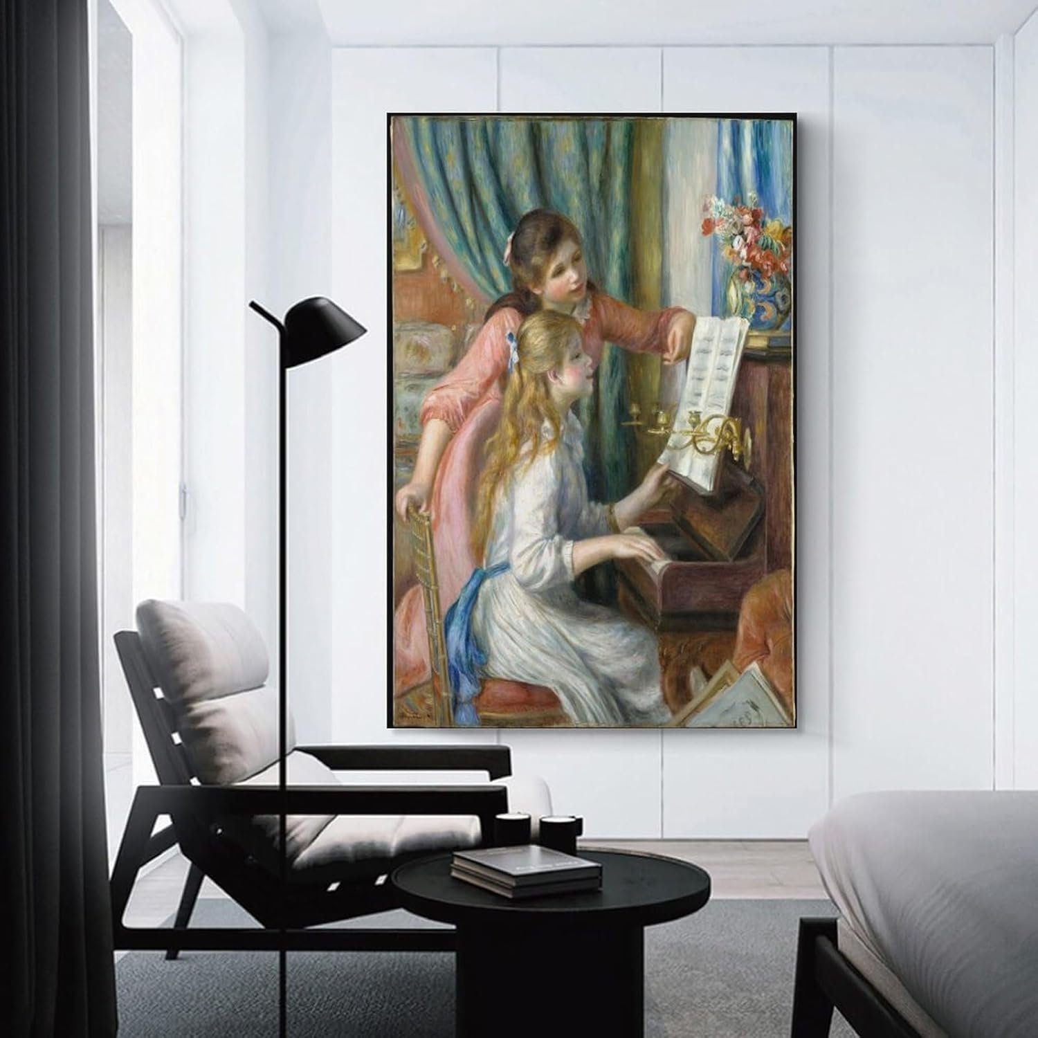 liuxingokgo Two Young Girls at The Piano Prints Canvas Art Poster And Wall Art Picture Print Modern Family Bedroom Decor Posters 12x18inch(30x45cm)
