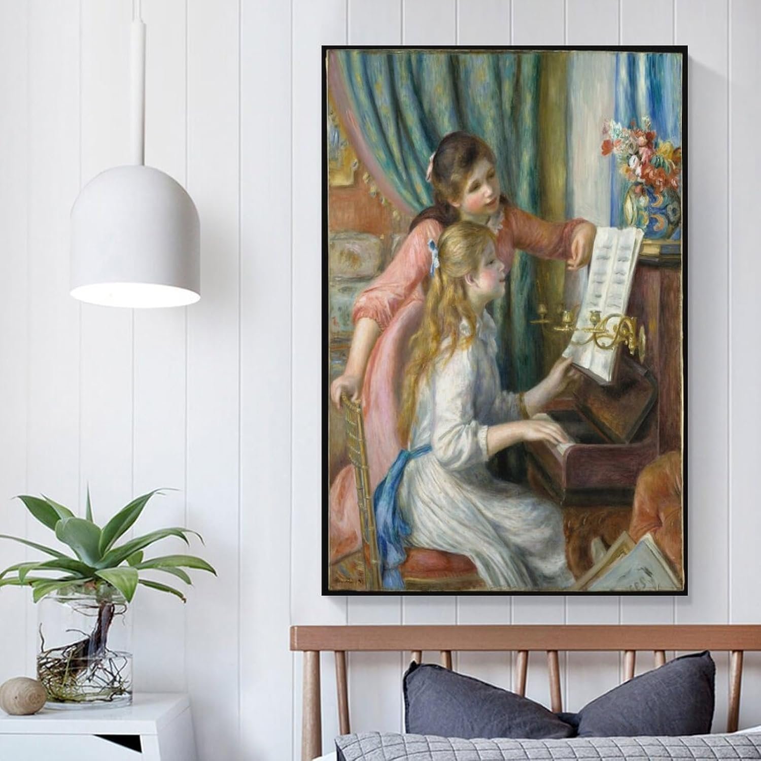 liuxingokgo Two Young Girls at The Piano Prints Canvas Art Poster And Wall Art Picture Print Modern Family Bedroom Decor Posters 12x18inch(30x45cm)