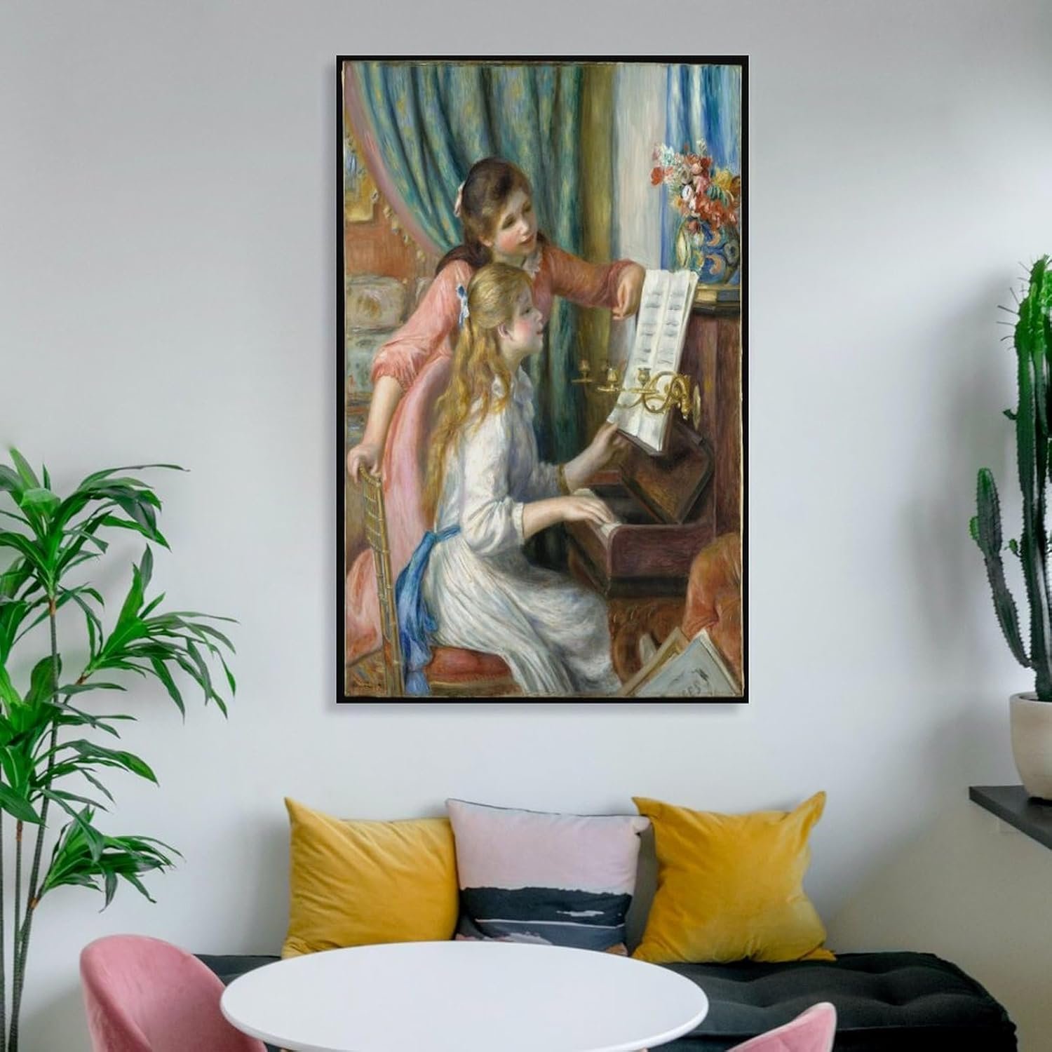 liuxingokgo Two Young Girls at The Piano Prints Canvas Art Poster And Wall Art Picture Print Modern Family Bedroom Decor Posters 12x18inch(30x45cm)