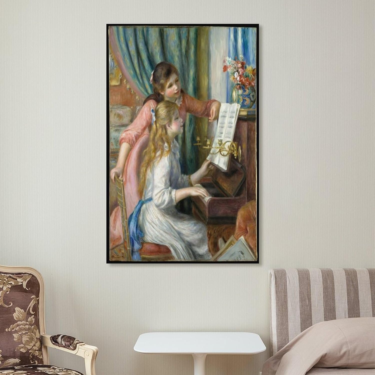 liuxingokgo Two Young Girls at The Piano Prints Canvas Art Poster And Wall Art Picture Print Modern Family Bedroom Decor Posters 12x18inch(30x45cm)