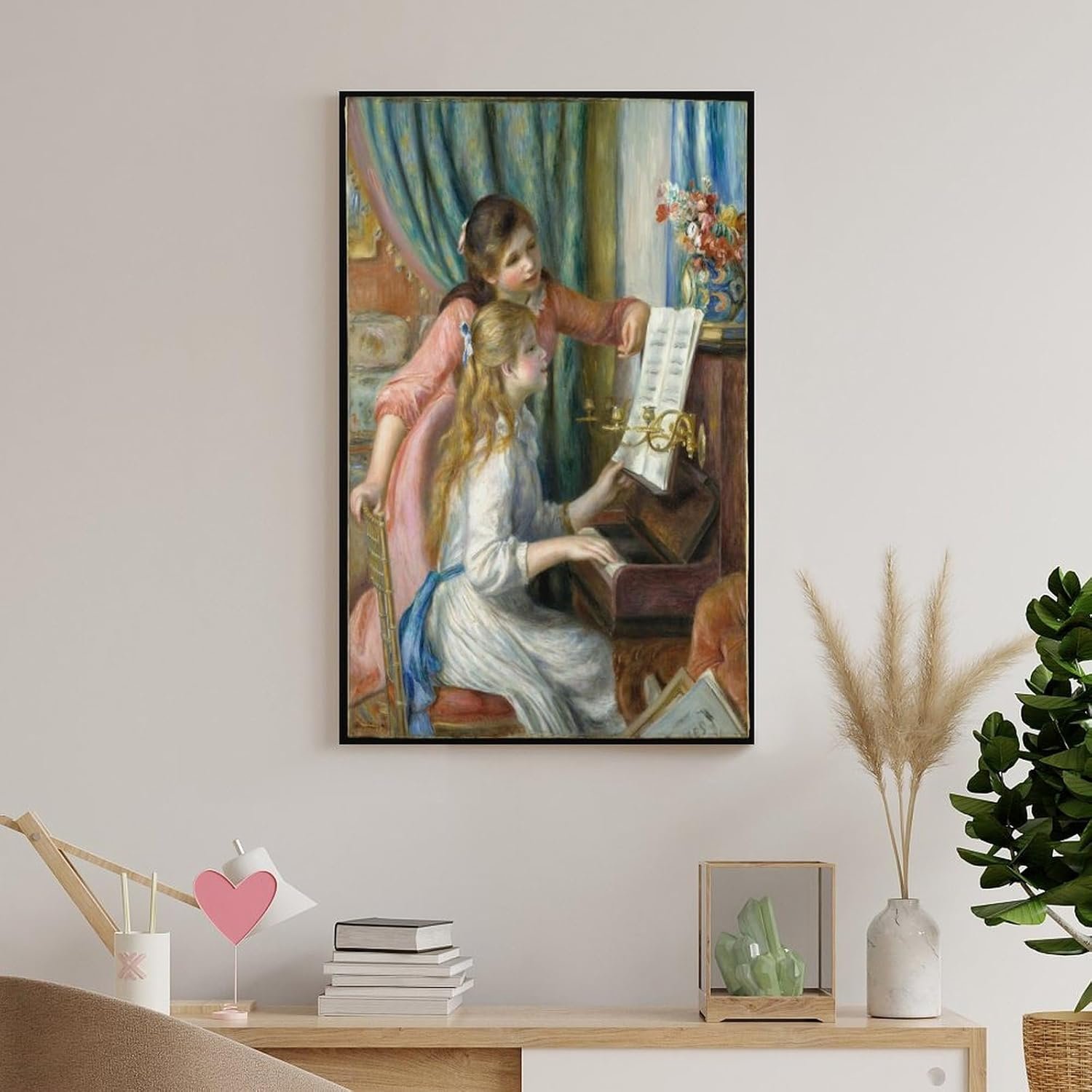 liuxingokgo Two Young Girls at The Piano Prints Canvas Art Poster And Wall Art Picture Print Modern Family Bedroom Decor Posters 12x18inch(30x45cm)