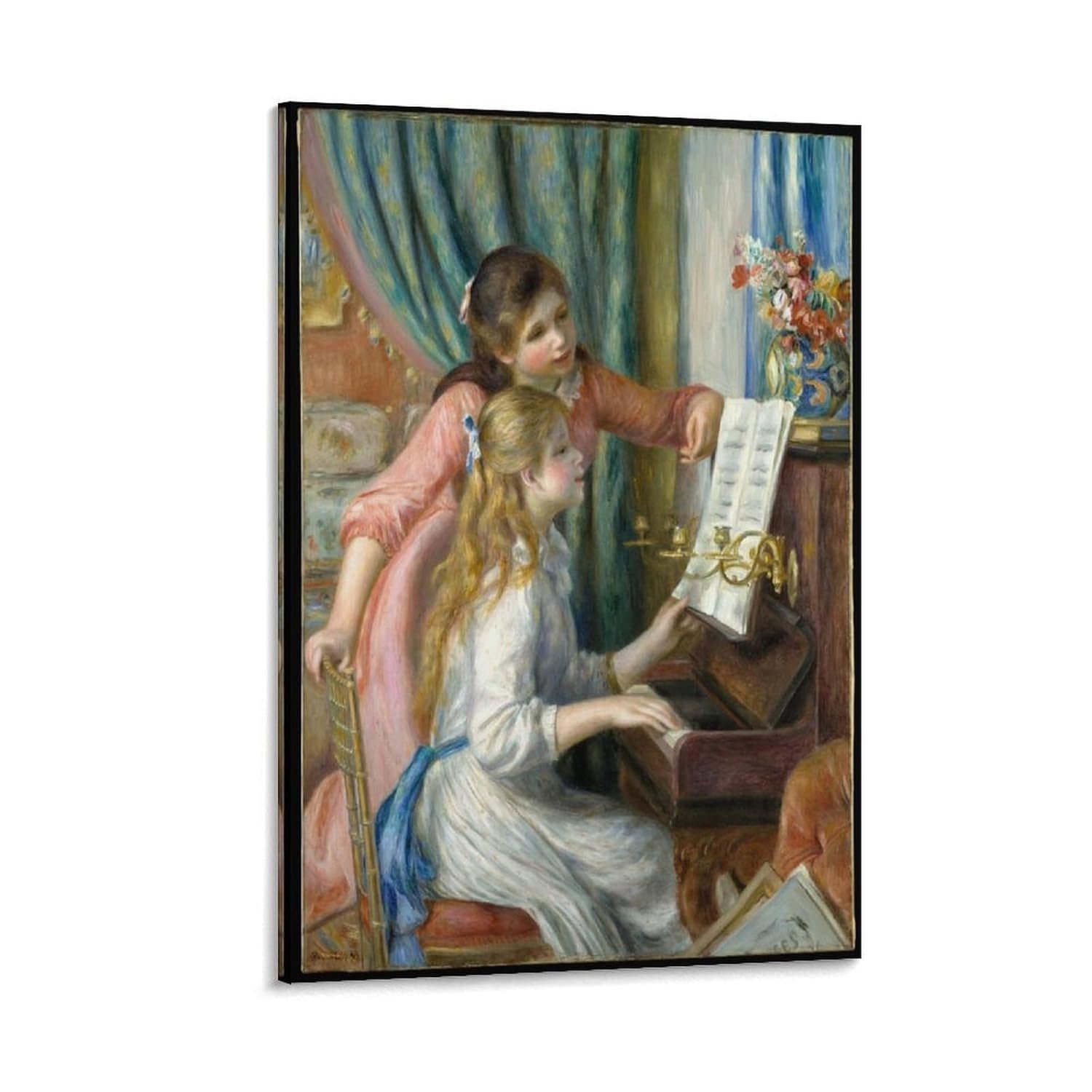 liuxingokgo Two Young Girls at The Piano Prints Canvas Art Poster And Wall Art Picture Print Modern Family Bedroom Decor Posters 12x18inch(30x45cm)