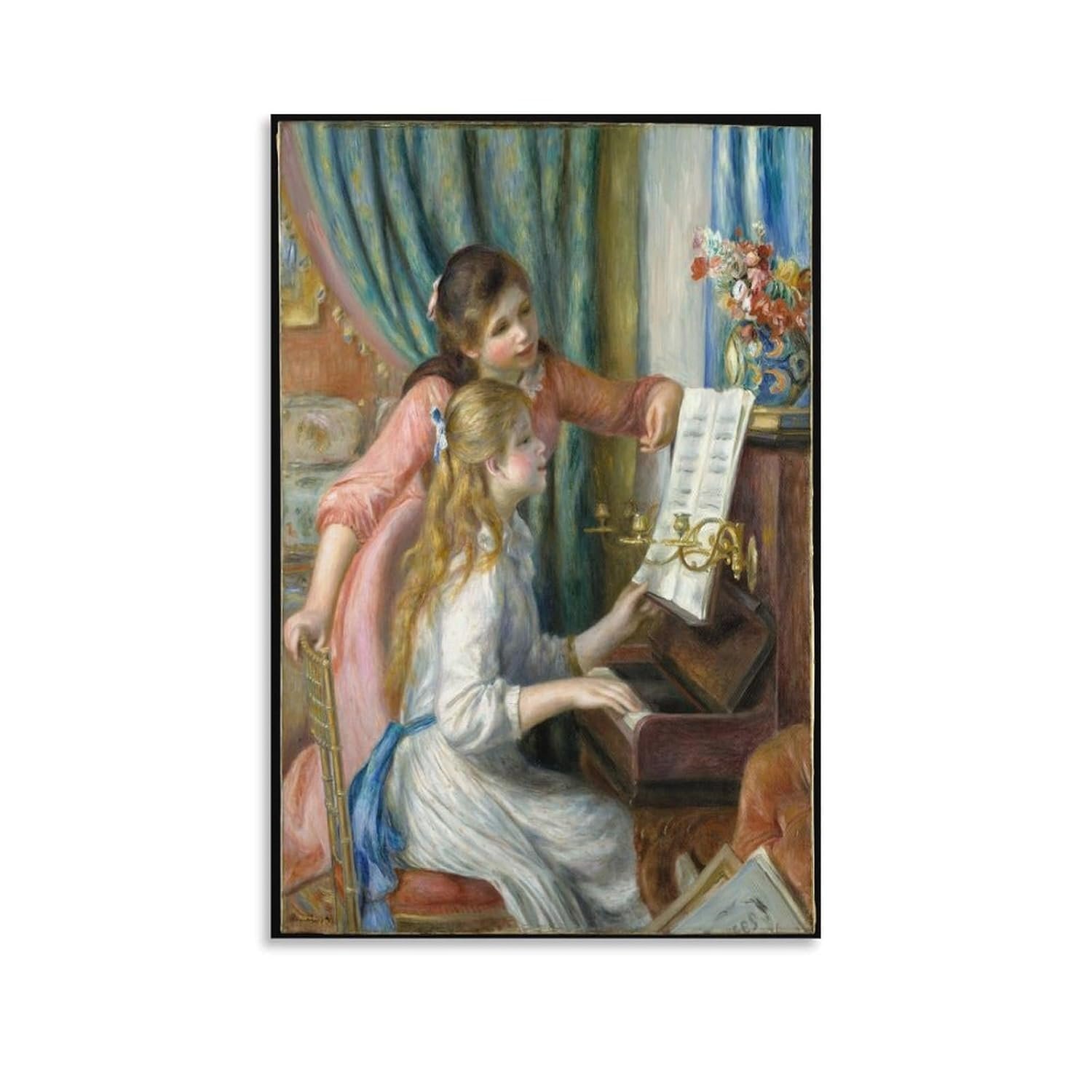 liuxingokgo Two Young Girls at The Piano Prints Canvas Art Poster And Wall Art Picture Print Modern Family Bedroom Decor Posters 12x18inch(30x45cm)