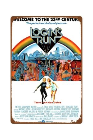 Logan's Run Movie Man Cave Decor Classic Old Movie Vintage Metal Wall Tin Sign Retro Gift Vintage Classic Retro Movie Decorations 8"x12"