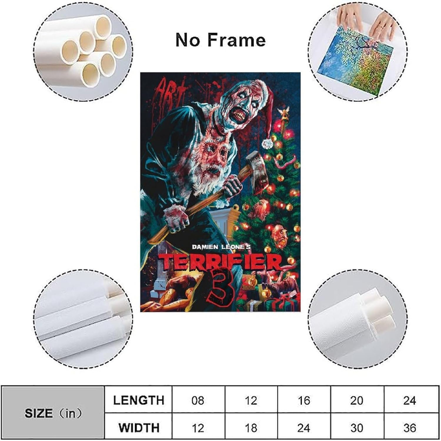 Loopo Terrifier 3 Movie Posters for Room Aesthetic Canvas Wall Art Decor 24x36inch(60x90cm), Unframe-style-7