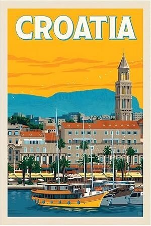 Lost Island Trading Company Croatia - Vintage Travel Poster-8 x 12 Inches (US/CAN only)