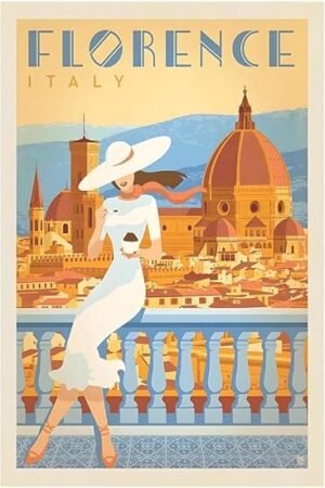 Lost Island Trading Company Italy - Florence 2 - Vintage Travel Poster-8 x 12 Inches (US/CAN only)
