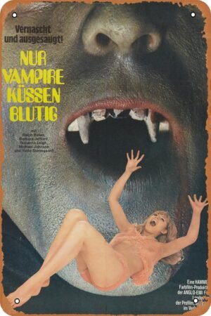 Lust for a Vampire Horror Movie Poster Tin Sign Vintage Metal Sign Retro Wall Decor 12x8 Inches