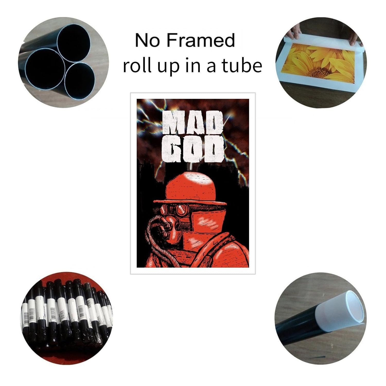 Mad God Movies Poster Canvas Prints Action Drama Movies poster Thrilling Horror Movies Posters Wall Art For Home Office Living Room Decorations Noframed 12"x8"