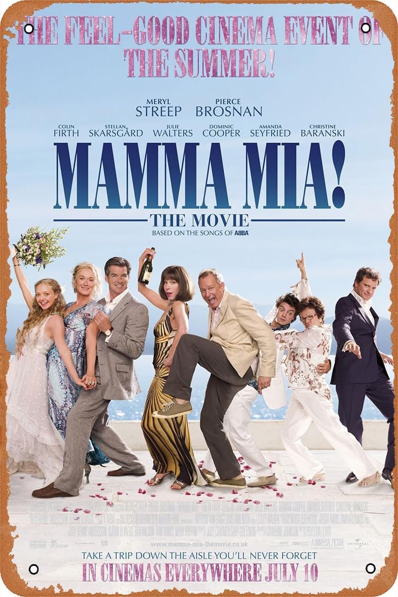 Mamma Mia Movie Poster Movie Metal Tin Sign Retro Vintage Wall Art Decor Gifts for Man Women 8x12 inches