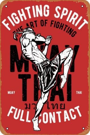 Martial Arts Muay Thai Poster Vintage Tin Sign for Cafe Bar Gym Garage Home Wall Art Decor Gift Retro Metal Sign 12 X 8 inch