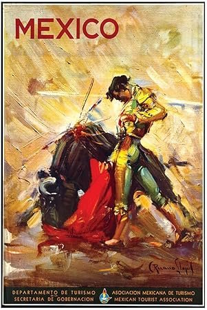 Mexico - Bull Fighting - Vintage Travel Poster (8x12Inches(US/CANonly))