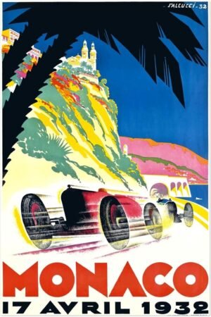 Monaco Grand Prix 1932 - Vintage Auto Racing Poster (8x12Inches(US/CANonly))