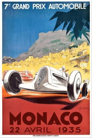 Monaco Grand Prix 1935 - Vintage Auto Racing Poster (24x36Inches)