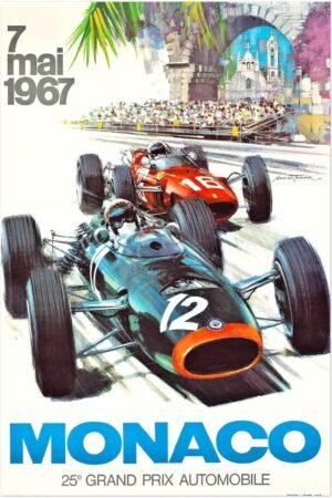Monaco Grand Prix 1967 - Vintage Auto Racing Poster (24x36Inches)