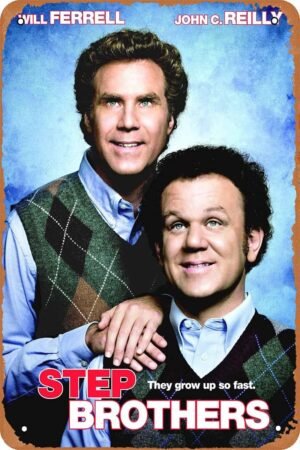 Movie Step Brothers Poster Vintage Tin Sign for Cafe Bar Garage Home Wall Art Decor Gift Retro Metal Sign 12 X 8 inch
