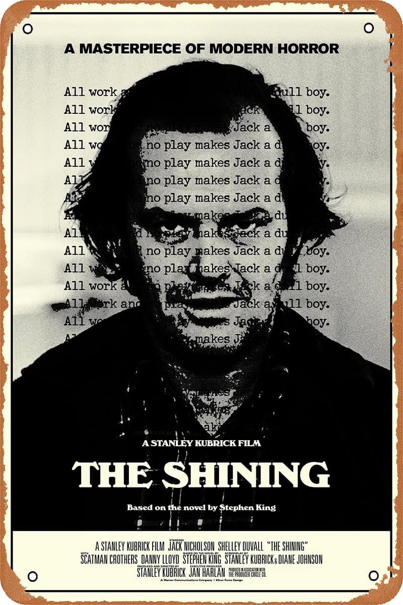 Movie The Shining Poster Retro Metal Sign Vintage TIN Sign for Wall Decor Cafe Bar office Home Art Sign Gift 12 X 8 inch
