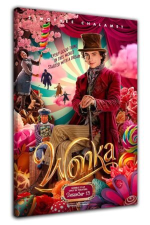 Movie Wonka Poster Charlie and the Chocolate Factory Poster Print Canvas Painting Wall Art Picture Modern Family Bedroom Decor (Framed, (24x36inch(60x90cm)