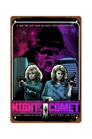 Night Of The Comet Movie Metal Wall Tin Sign Comedy And Science Fiction Movies Vintage Retro Gift Man Cave Decor Vintage Decorations Thrilling Horror Movies 8"x12"