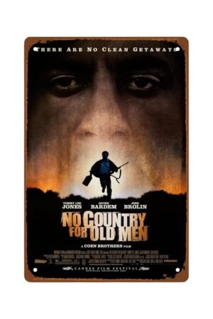 No Country For Old Men Films Metal Wall Tin Sign Classic Action Movies Art Deco Retro Gift Man Cave Decor Vintage Decorations Fight Plot Film 8"x12"