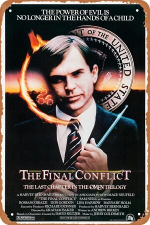 Omen III The Final Conflict Horror Movie Poster Tin Sign Vintage Metal Sign Retro Wall Decor 12x8 Inches