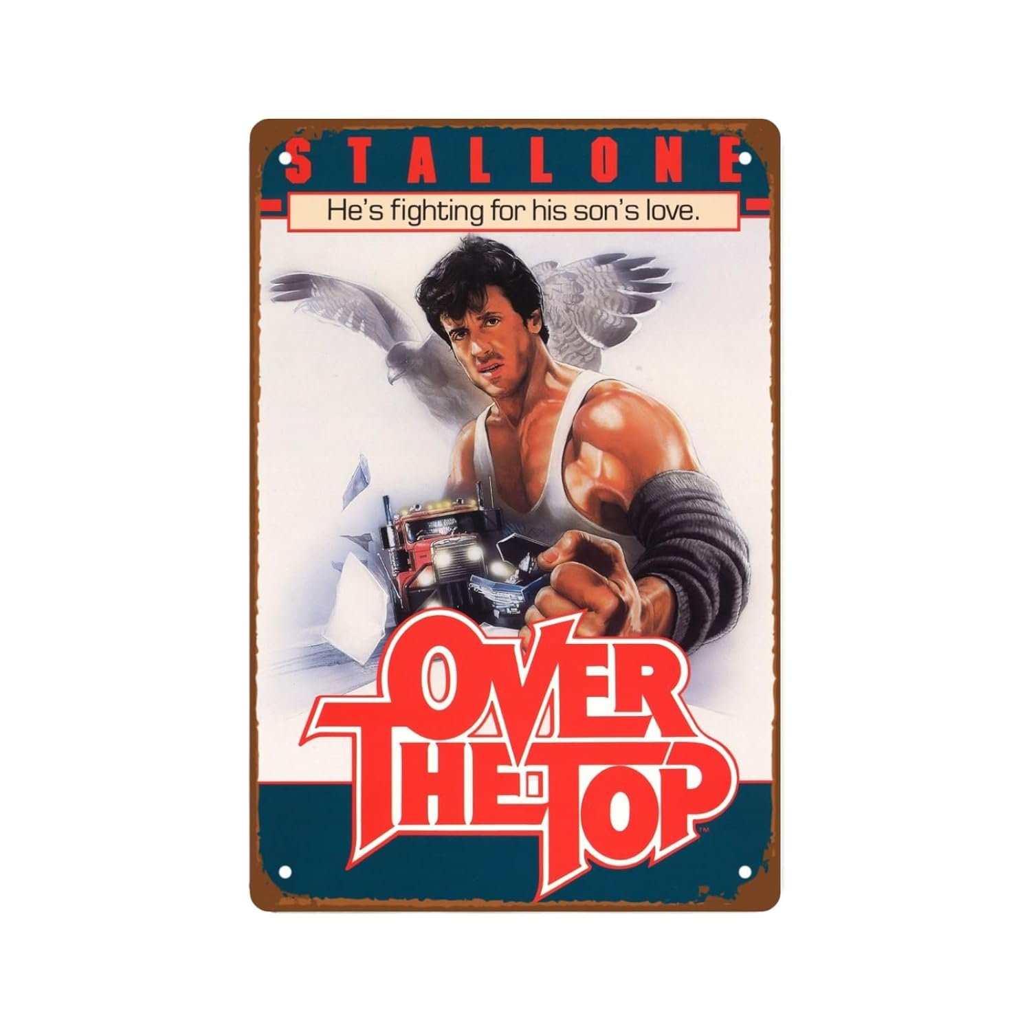 Over The Top Movies Metal Wall Tin Sign Classic Action Film Retro Gift Man Cave Decor Vintage Modern Fighting Action Movie Decorations 8"x12"