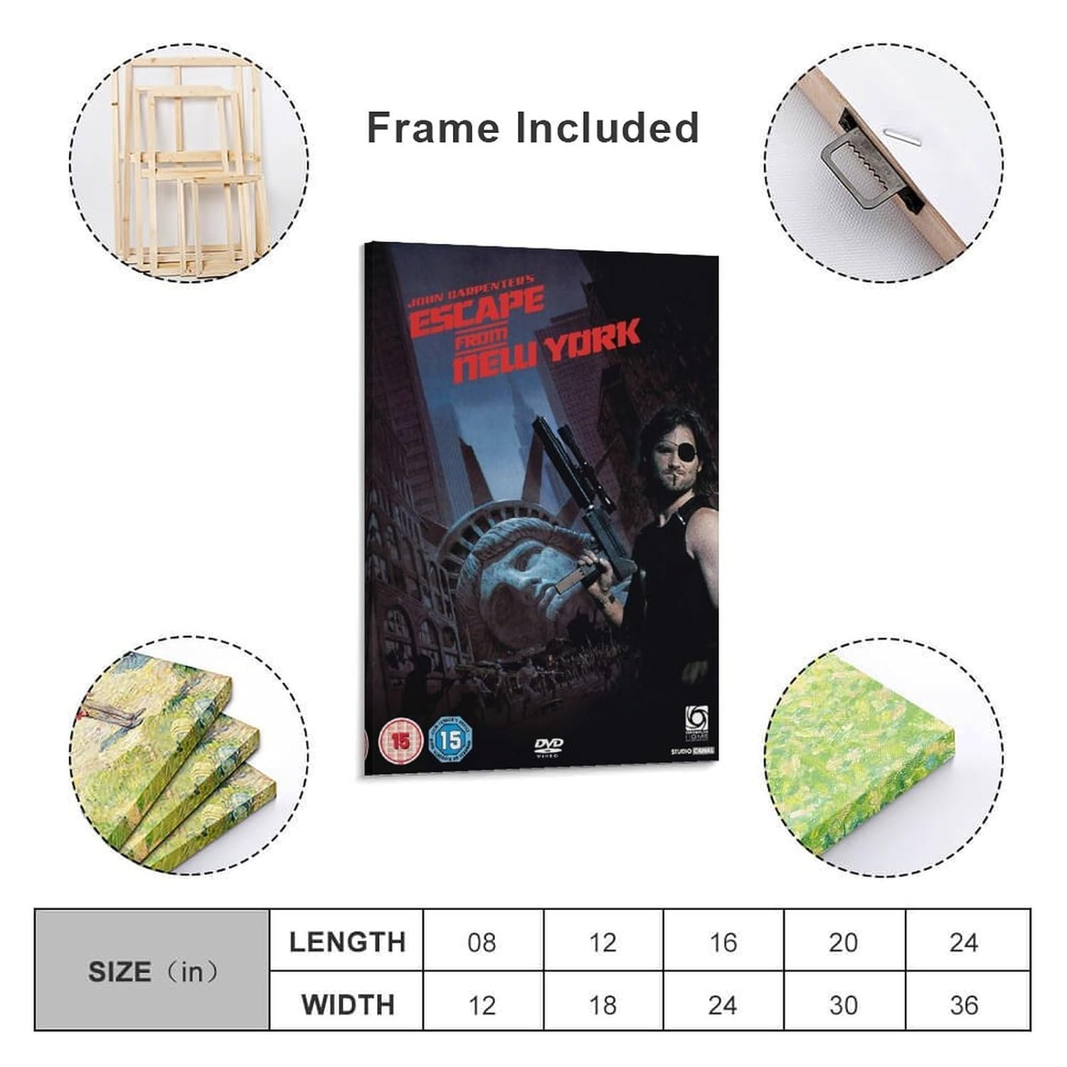 Paintings for Wall Decorations Escape from New York Movie Posters Cool Artwork Wall Art Home Decor Posters Gift Ideas Prints Poster Decorative Painting Canvas Wall Art Living...