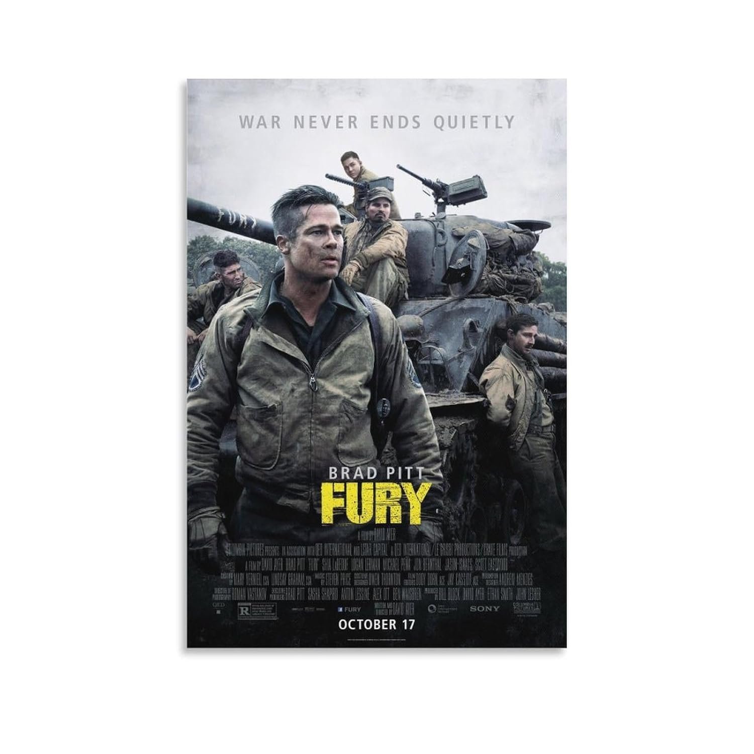 Paintings for Wall Decorations Fury Movie Posters Prints Canvas Art Poster And Wall Art Picture Print Modern Family Bedroom Decor Posters 24x36inch(60x90cm)