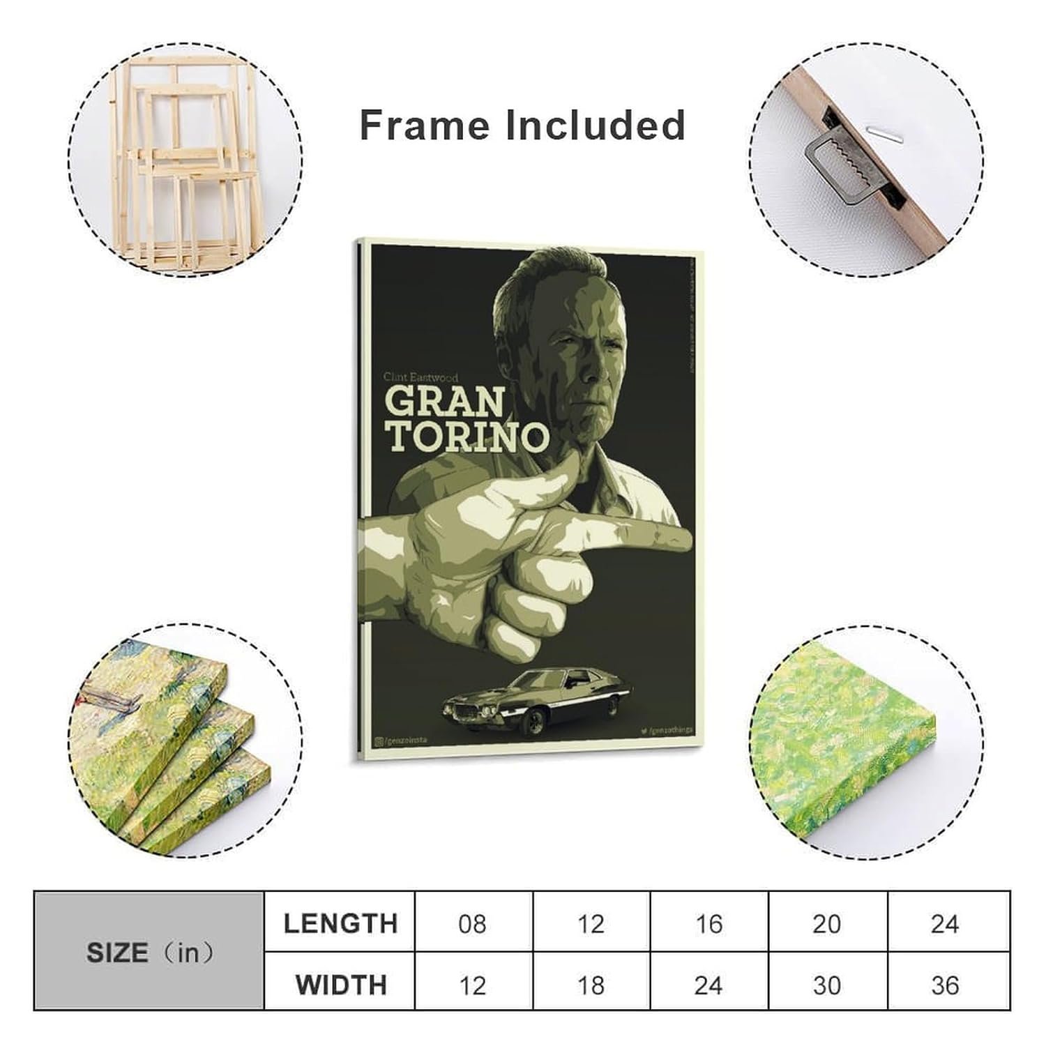 Paintings for Wall Decorations Gran Torino Movie Posters Custom Poster Prints Canvas Art Poster And Wall Art Picture Print Modern Family Bedroom Decor Posters 08x12inch(20x30cm)