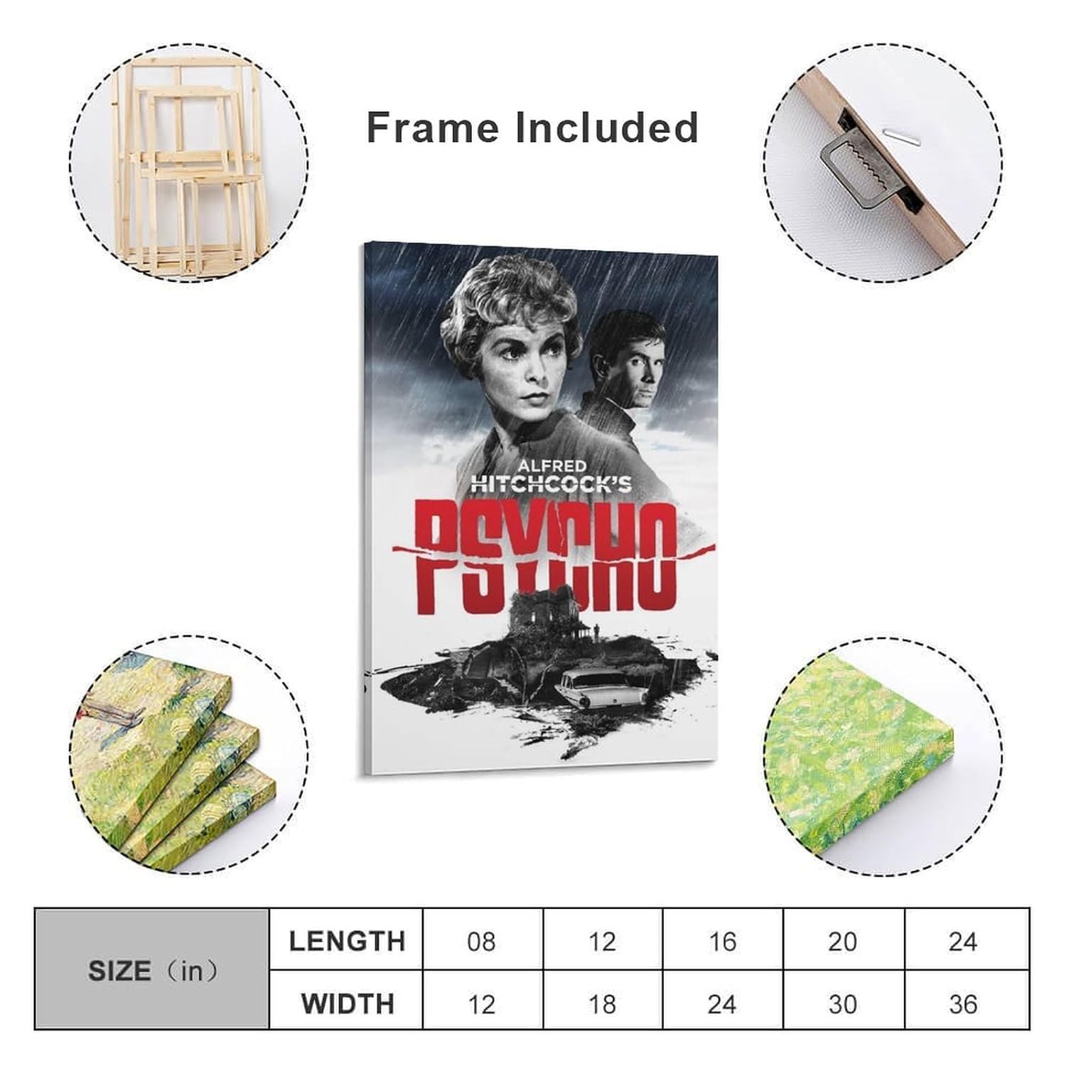 Paintings for Wall Decorations Psycho Movie Posters Custom Poster Canvas Art Poster And Wall Art Picture Print Modern Family Bedroom Decor Posters 24x36inch(60x90cm)