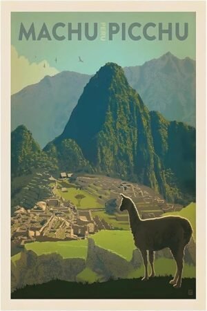 Peru - Machu Picchu - Vintage Travel Poster (11x17Inches(Black-Framed))