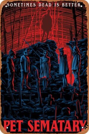 Pet Sematary Horror Movie Poster Metal Tin Sign Vintage Style Wall Plaque Decor 8x12 inch