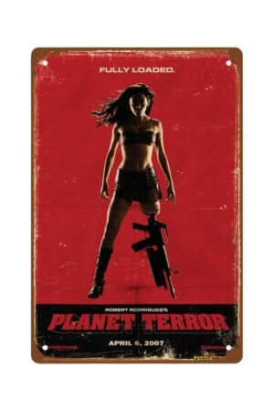 Planet Terror Movie Poster Metal Wall Tin Sign wall art Boy Dorm Bedroom Aesthetic Poster room decor Man Cave Decor Retro Gift Vintage Decorations 8"x12"