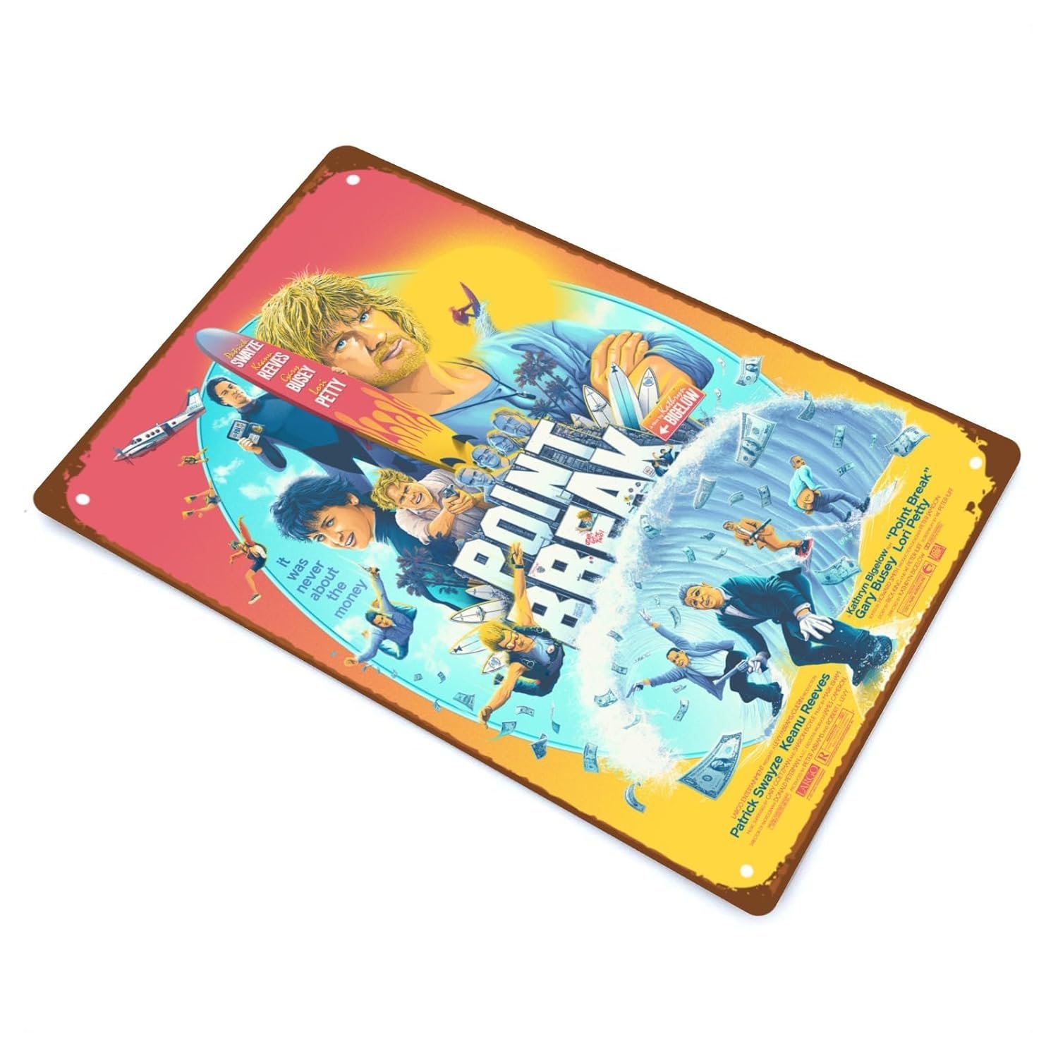 Point Break Film Art Deco Metal Wall Tin Sign Action Adventure Film Man Cave Decor Retro Gift Vintage Decorations Thrilling Crime Movie 8"x12"