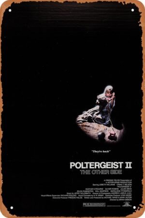 Poltergeist II The Other Side Horror Movie Poster Tin Sign Vintage Metal Sign Retro Wall Decor 12x8 Inches