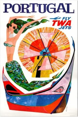 Portugal - Fly TWA - Vintage Airline Travel Poster Travel Posters (8x12(US/CANonly))