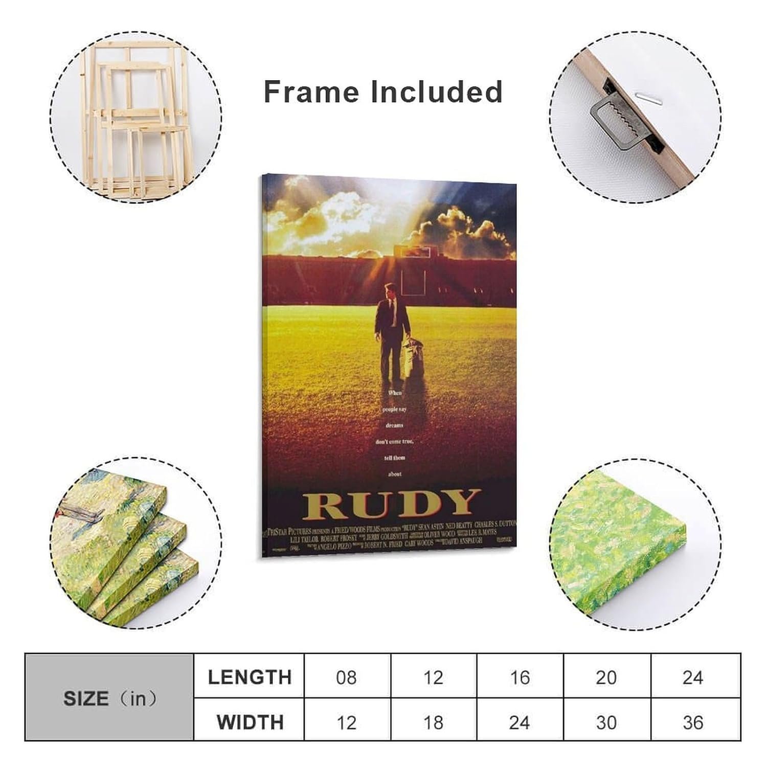 Posters for Room Aesthetic Rudy Movie Poster Office Decor Cool Artwork Wall Art Home Decor Gift Ideas Poster Decorative Painting Canvas Wall Art Living Room Posters Bedroom...