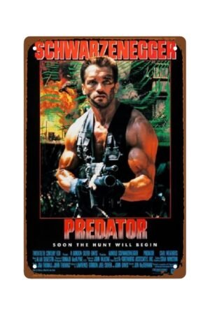 Predator Movie Man Cave Decor Classic 80's Retro Movie Poster Metal Wall Tin Sign Retro Gift Vintage Decorations 8"x12"