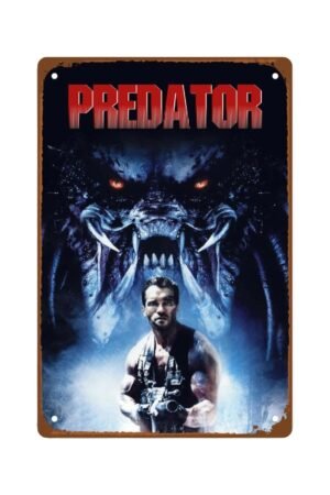 Predator Movie Metal Wall Tin Sign Classic 80's Retro Movie Poster Man Cave Decor Retro Gift Vintage Decorations 8"x12"
