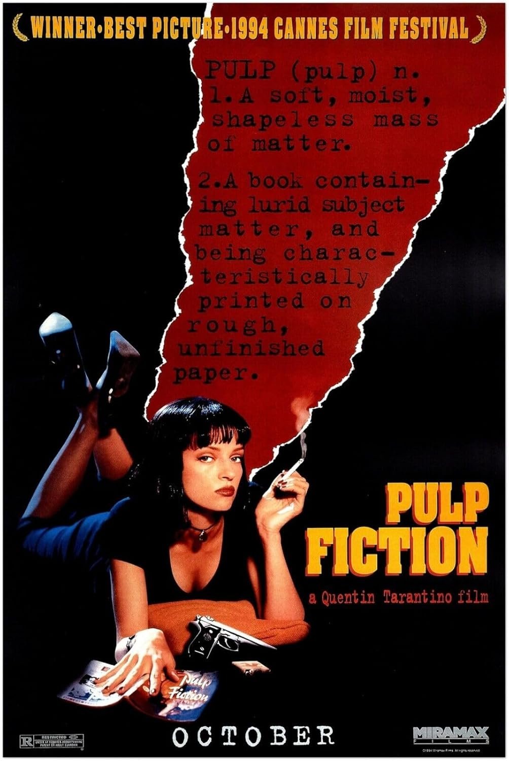 Pulp Fiction Movie Poster - Quentin Tarantino - Teaser US Version-11 x 17 Inches