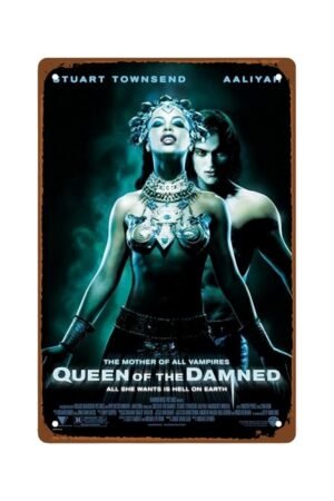 Queen Of The Damned Movies Man Cave Decor Horror Music Movies Retro Metal Wall Tin Sign Retro Gift Vintage Fantasy Film Decorations 8"x12"