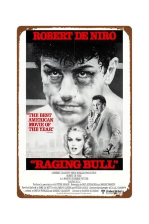 Raging Bull Movie Metal Wall Tin Sign Boxing Sports Classic Movie Man Cave Decor Retro Gift Vintage Inspirational Movies Decorations 8"x12"