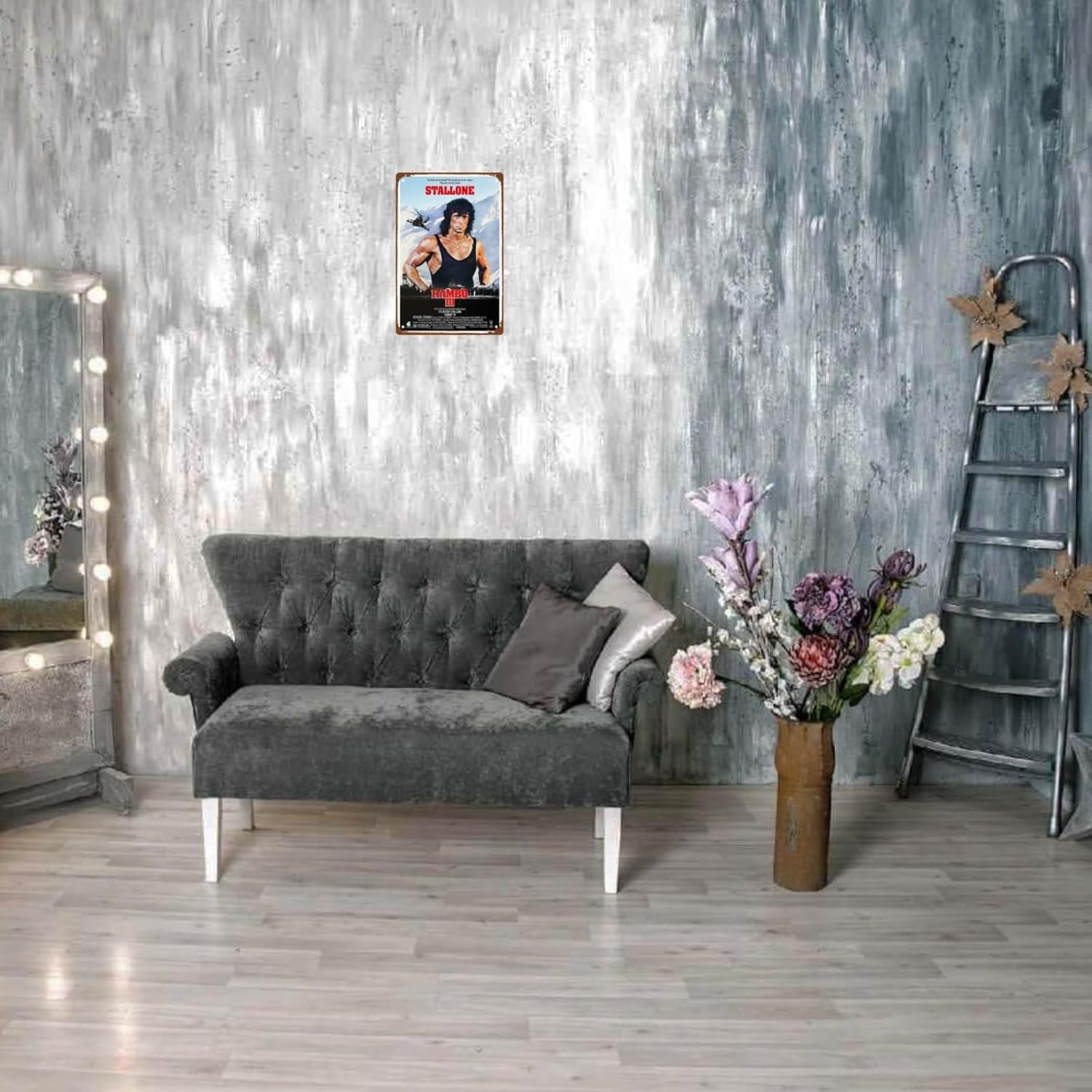 Rambo Action Movie Metal Wall Tin Sign Classic Fighting Movies Man Cave Decor Retro Gift Vintage Adventure Fighting Films Retro Decorations 8"x12"