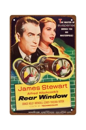 Rear Window Movie Metal Wall Tin Sign Suspense Film Vintage Retro Gift Man Cave Decor Vintage Decorations Classic Drama Movies 8"x12"