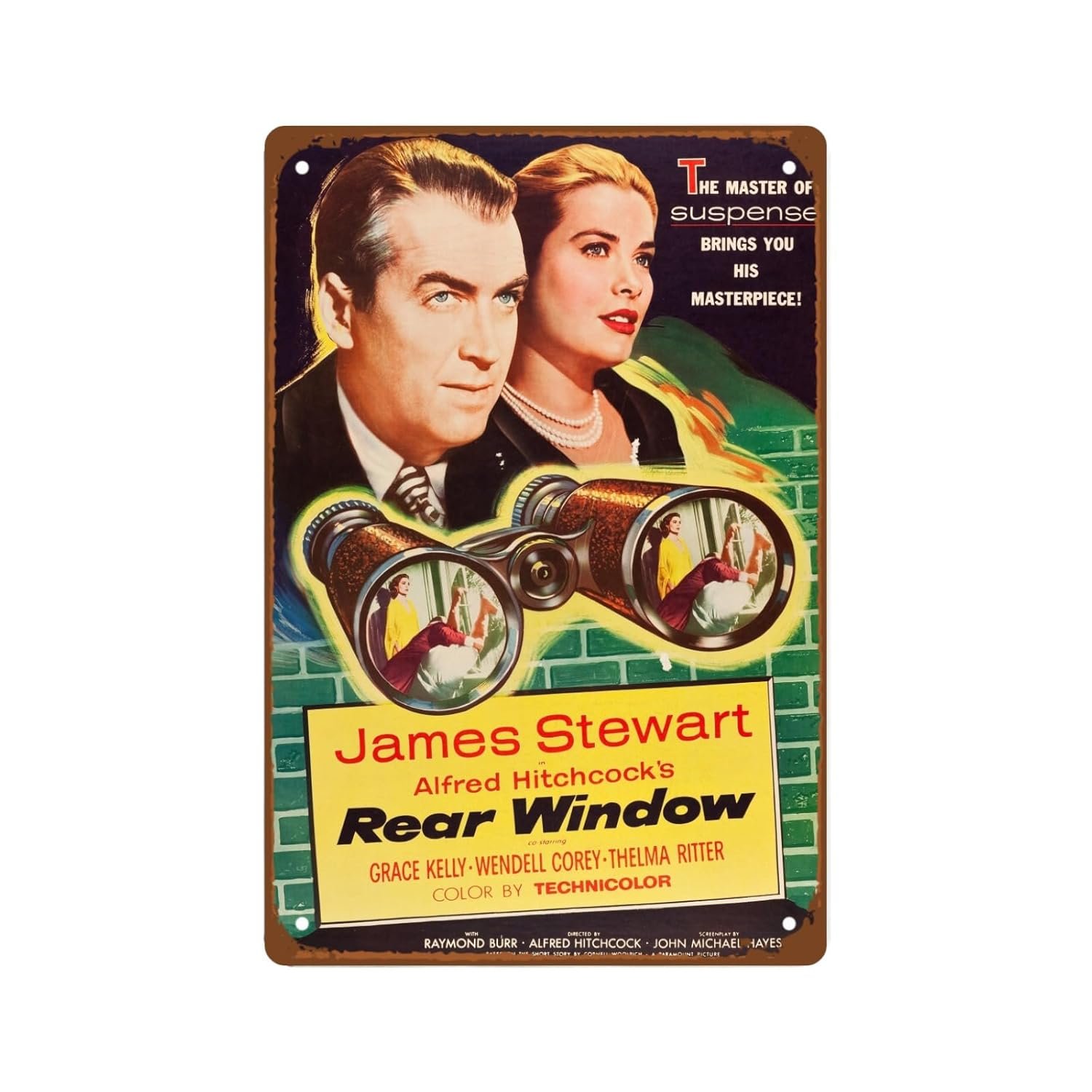 Rear Window Movie Metal Wall Tin Sign Suspense Film Vintage Retro Gift Man Cave Decor Vintage Decorations Classic Drama Movies 8"x12"
