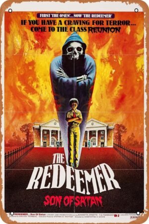 Redeemer Son of Satan Horror Movie Poster Tin Sign Vintage Metal Sign Retro Wall Decor 12x8 Inches